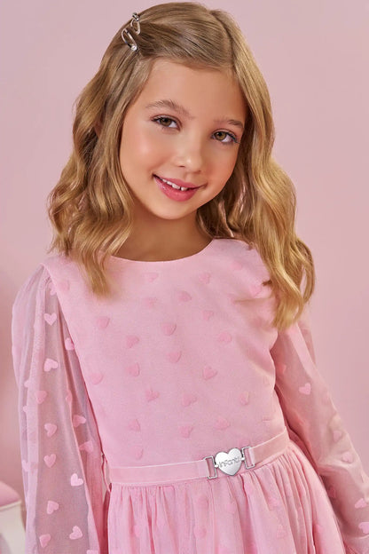 Vestido Infantil em Tule  ML e Cinto Coração - Infanti