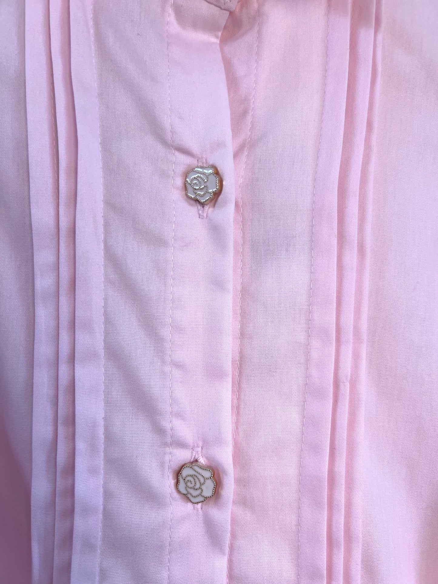 Camisa Infantil Algodão Babadinhos Punho Pregas Rosa - Luluzinha