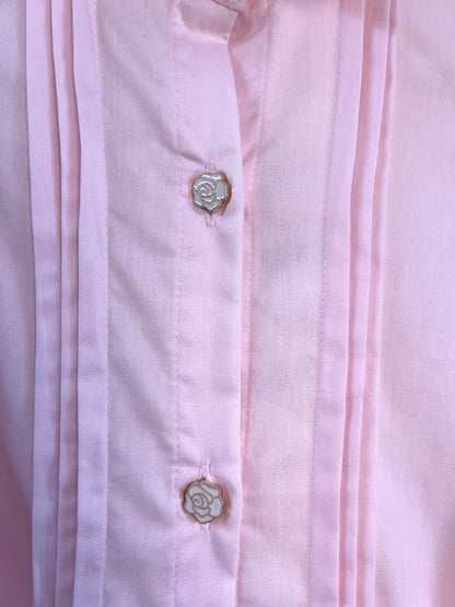 Camisa Infantil Algodão Babadinhos Punho Pregas Rosa - Luluzinha