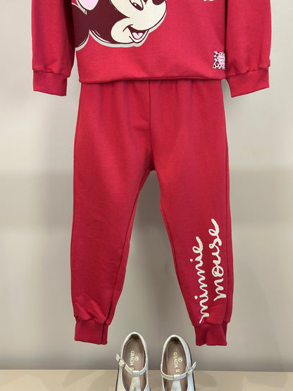 Conjunto Infantil Casaco Gola Bordada Branca e Calça Vermelho Berry - Animê