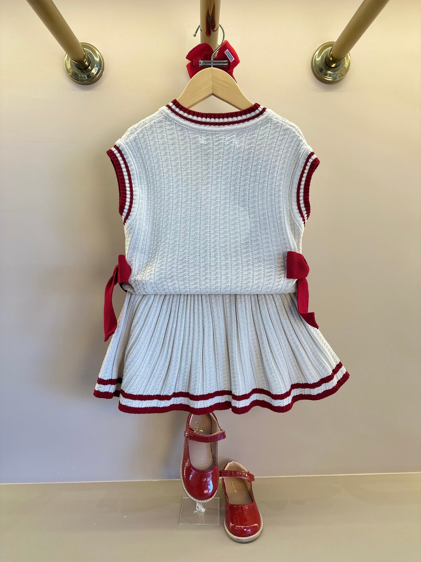 Conjunto Infantil Colete e Saia Tricot Minnie Pérola - Animê