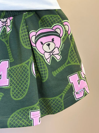 Conjunto Infantil Blusa Champion Tennis Club Pérola e Shorts Verde Musgo - Momi Mini
