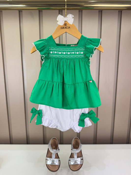 Conjunto Bebê Bata Algodão e Calcinha Multi Laços - Petit Cherie
