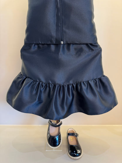 Conjunto Infantil Zibeline Blusa e Saia Babado Preto - Petit Cherie