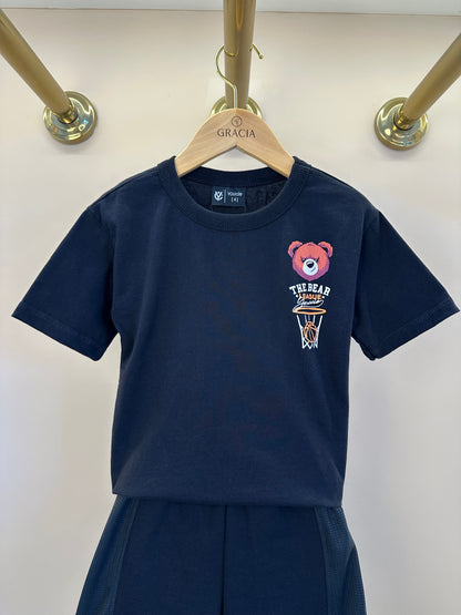 Conjunto Infantil T- Shirt Estampa Bear League e Bermuda - Youccie