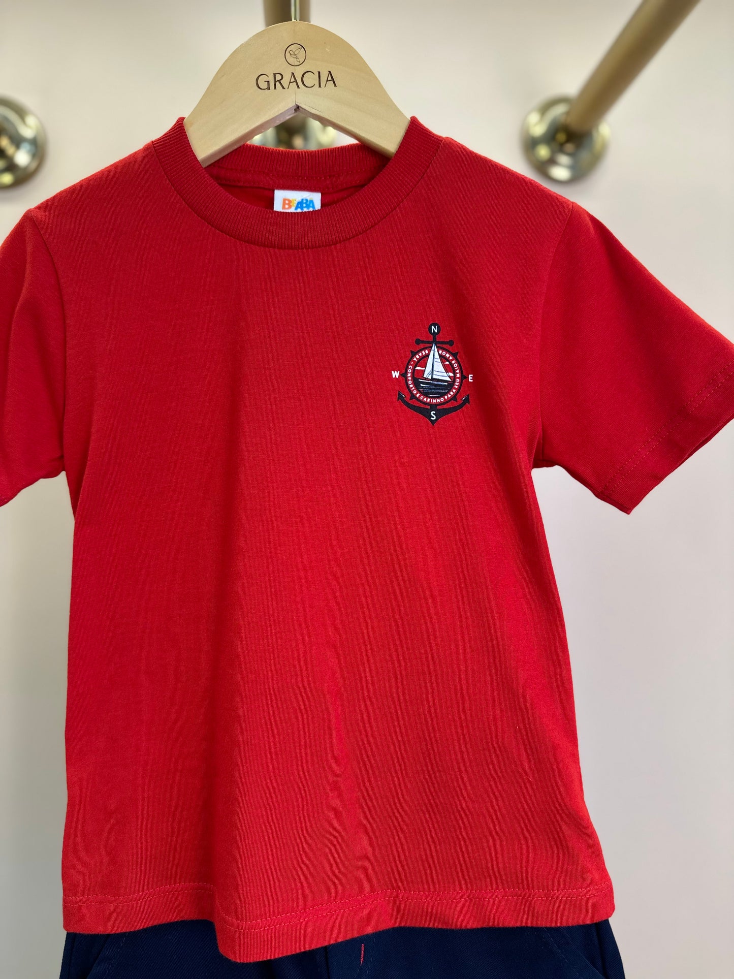 Conjunto Infantil Camiseta Algodão Navy e Bermuda Sarja Marinho - Beabá