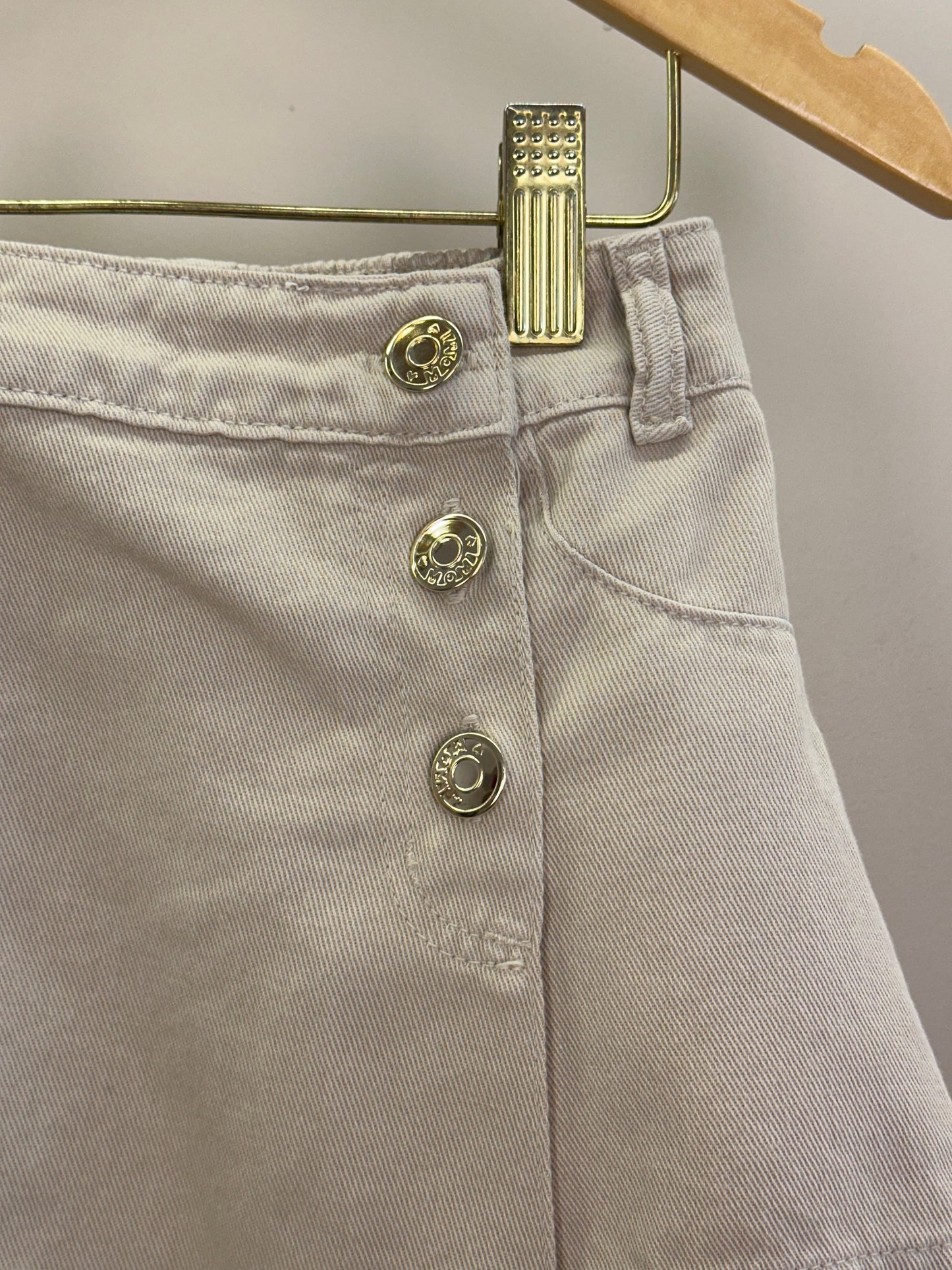 Shorts-Saia Infantil Sarja com Botões - Momi