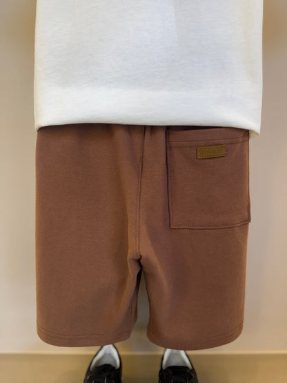 Conjunto Infantil Camiseta Algodão Teddy Natal MC e Bermuda Moletom Bolso Embutido Chocolate - Dame