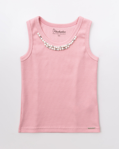 Regata Infantil Pérolas & Cristais Rosa Gelado - Pituchinhus