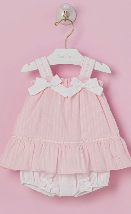 Conjunto Bebê Bata Linho Multi Laços e Calcinha - Petit Cherie