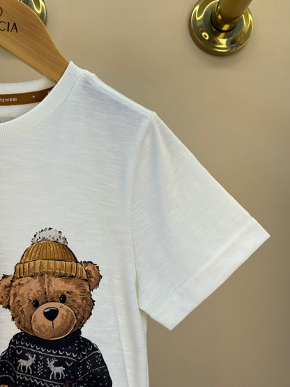 Camiseta Infantil MC Teddy Ski Off White - Dame