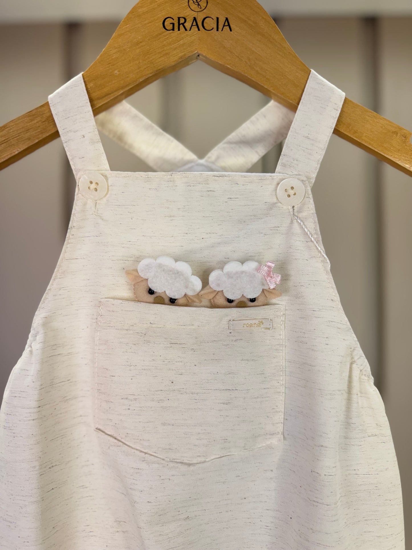 Jardineira Bebê Revelação Ovelha - Roana