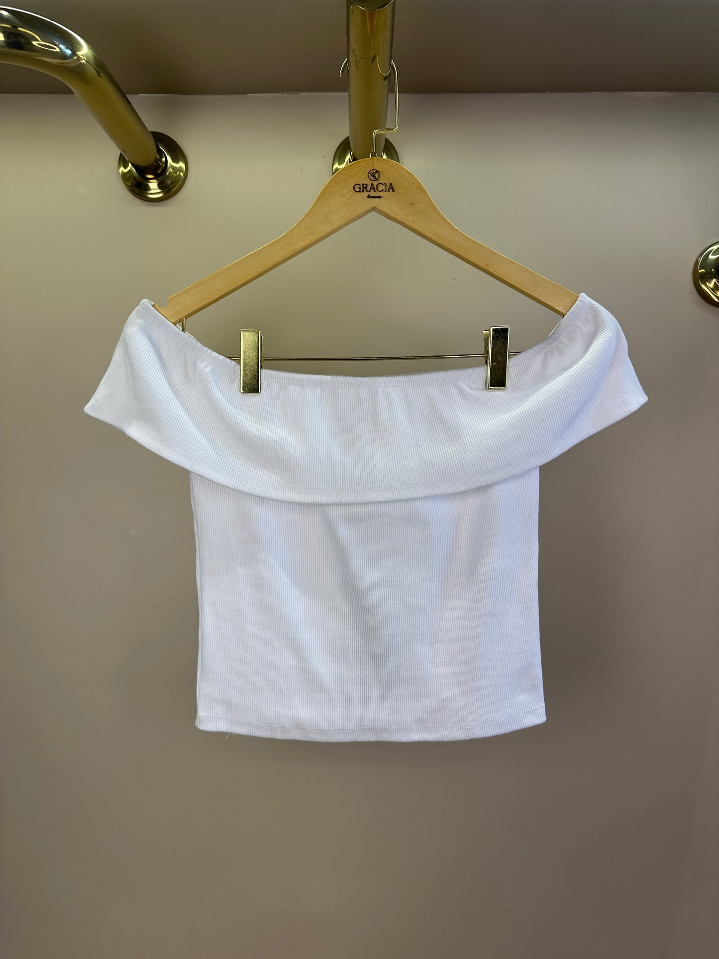 Blusa Teen Ombro a Ombro Off White - Authoria