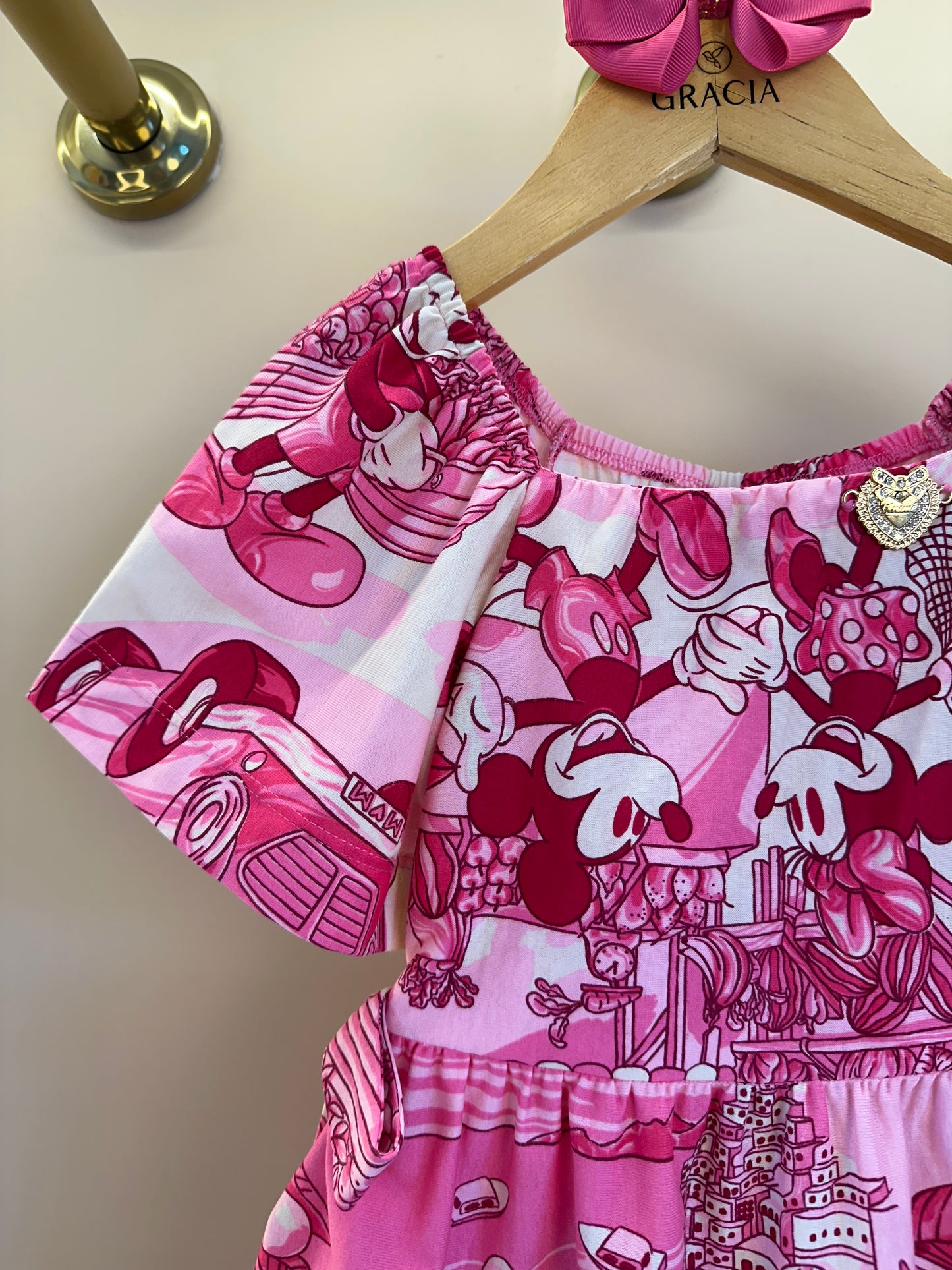 Vestido Infantil Barrado Minnie - Animê