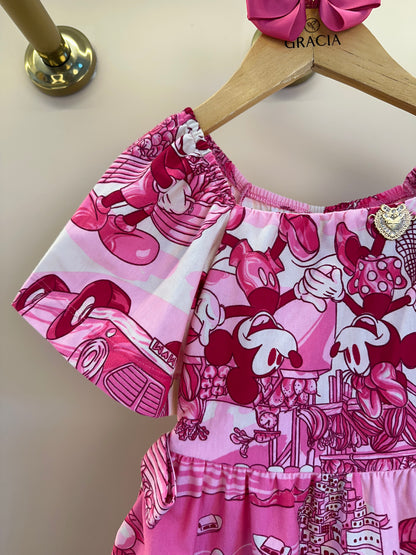 Vestido Infantil Barrado Minnie - Animê