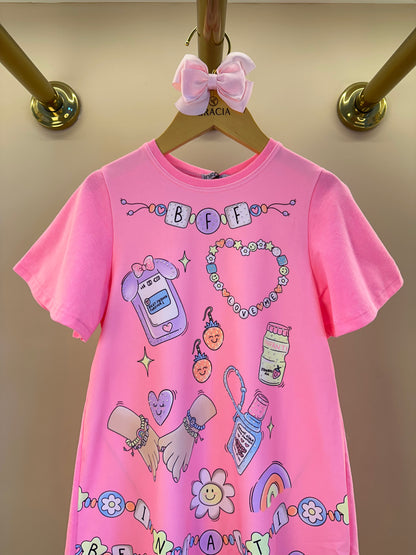 Vestido infantil Best Friend Pulseiras - Infanti