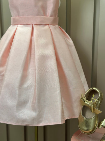 Vestido Infantil Festa Manga e Laço Rosa - Mon Sucré