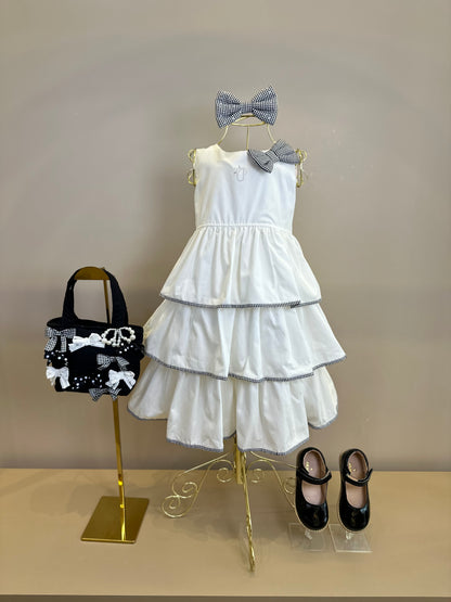 Vestido Infantil Babados Debrum Laço Xadrez - Pituchinhus