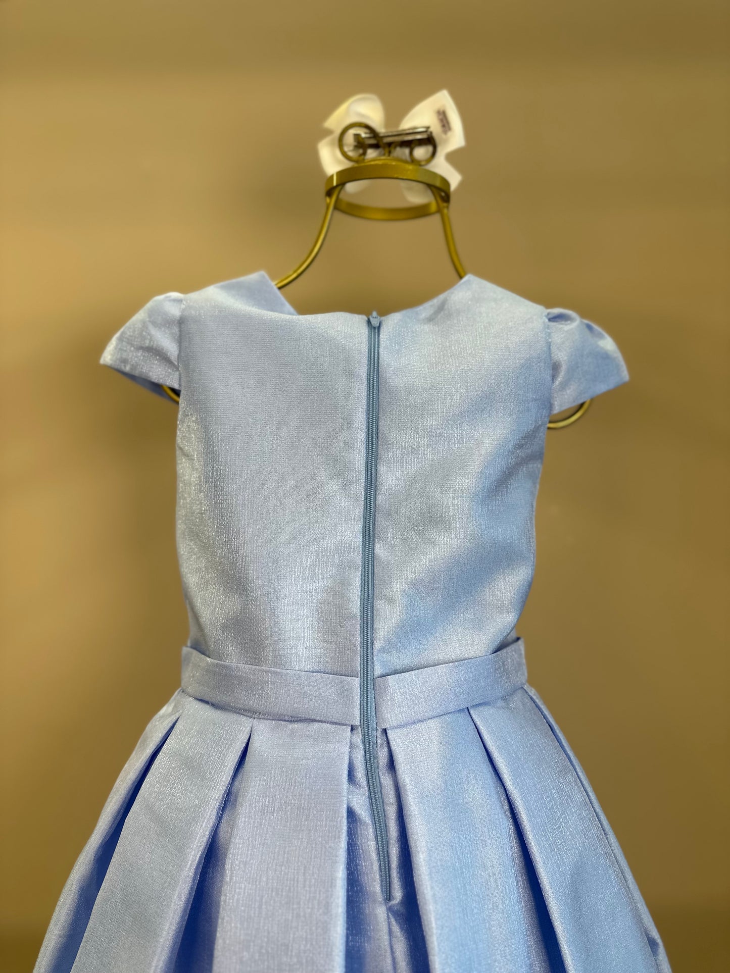 Vestido Infantil Festa Busto Bordado Lacinho Azul Claro - Petit Cherie