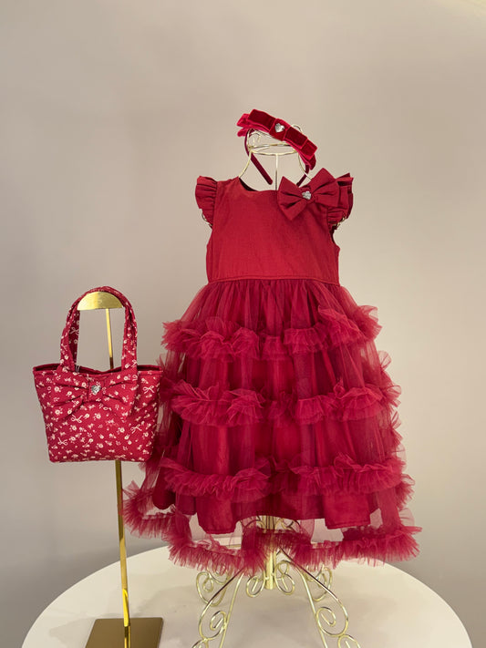 Vestido Infantil de Festa Saia Frufru Bala de Cereja - Pituchinhus