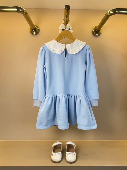 Vestido Infantil ML Babadinho Flores Bordados Azul - Luluzinha