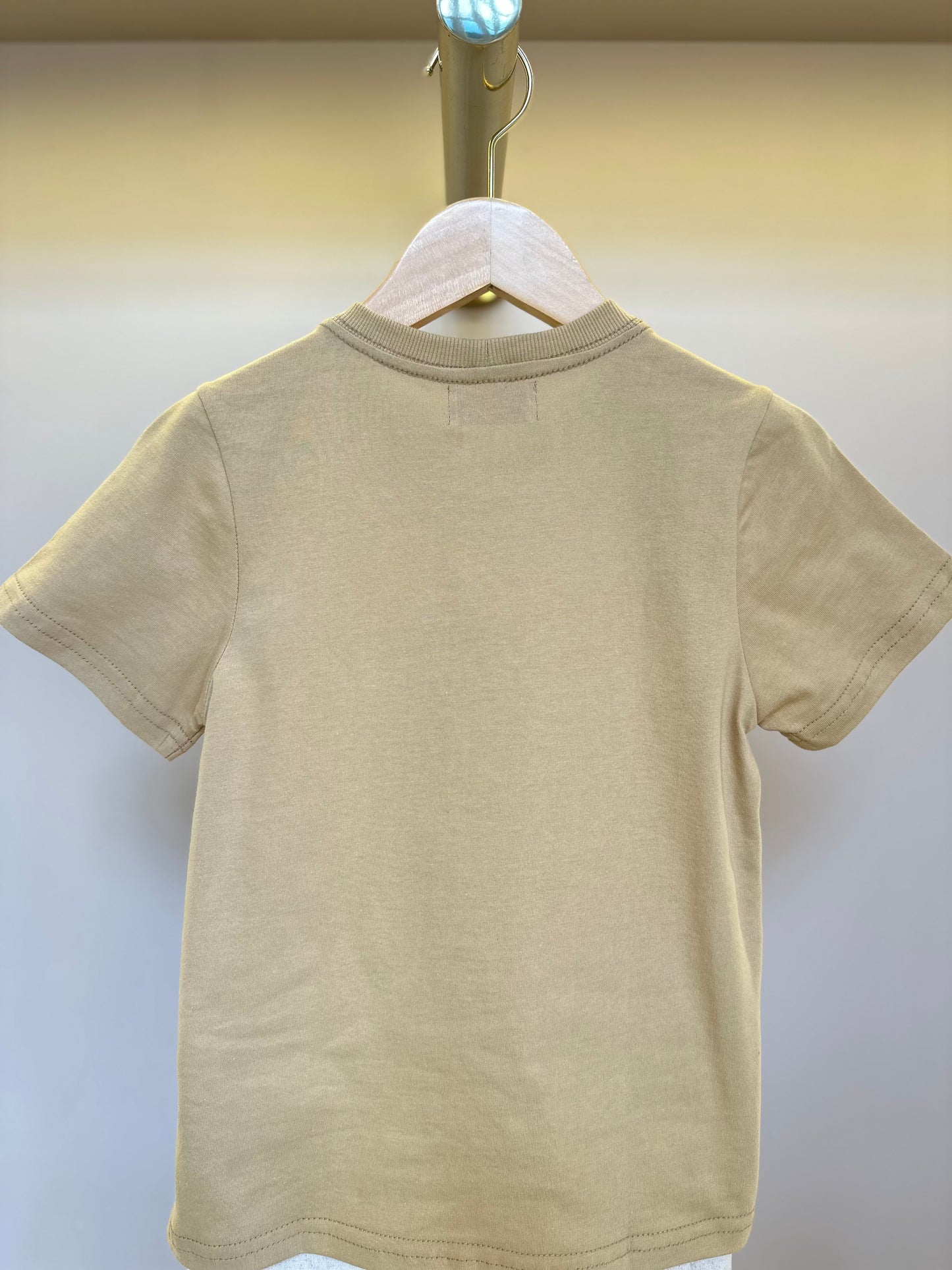 Conjunto Infantil Camiseta Algodão Teddy Natal e Bermuda Linho Elastano Bege - Dame