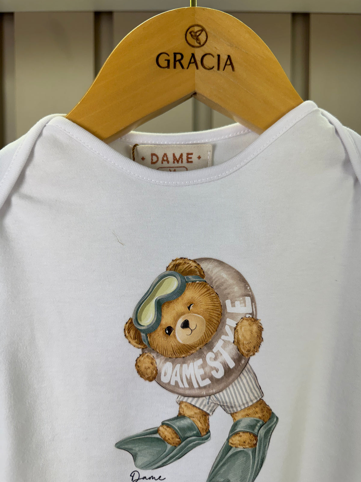 Body Bebê Algodão Egipcio Teddy Boia Branco - Dame