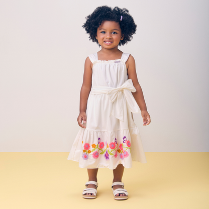 Vestido Infantil Bordado Flores - Momi