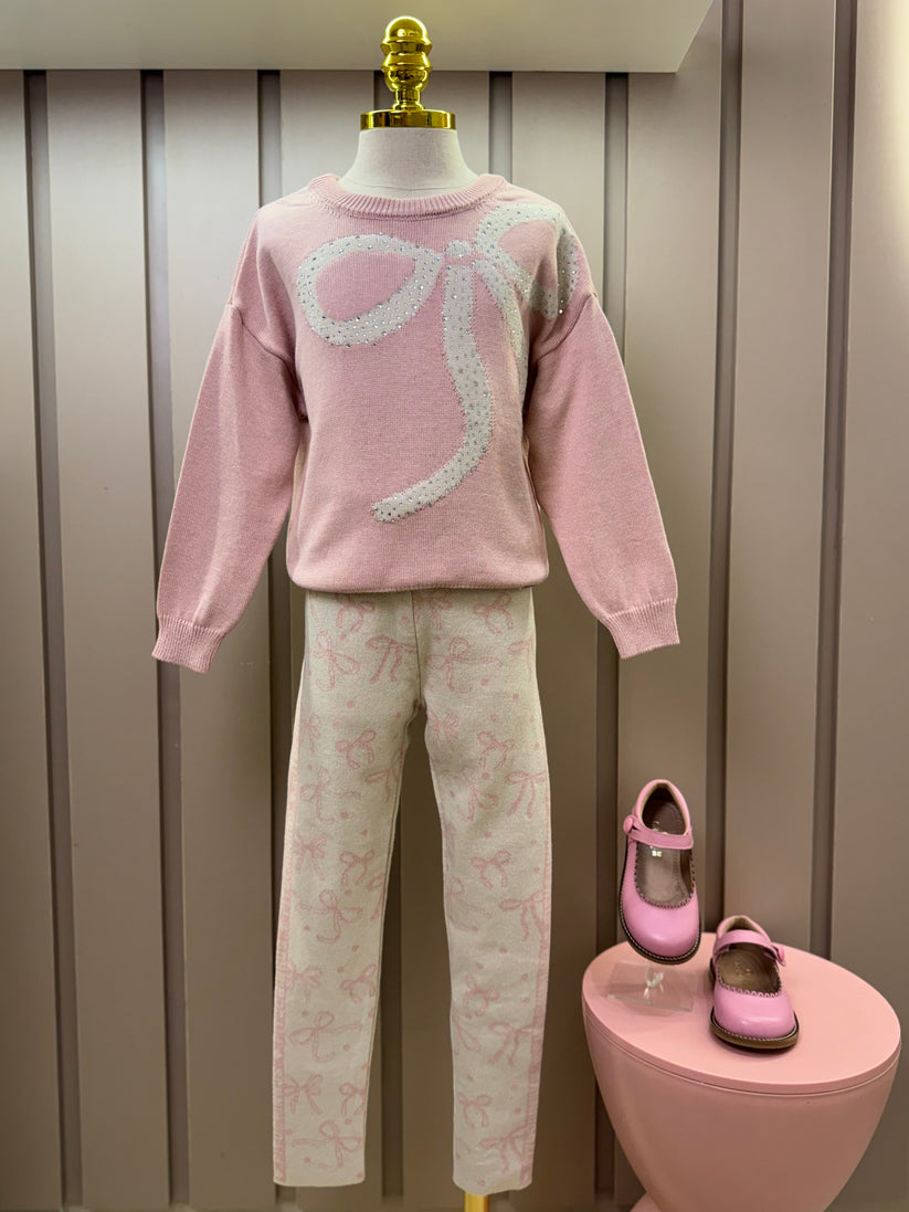 Legging Infantil Tricot Jacquard Multi-laços Ninive - Pituchinhus