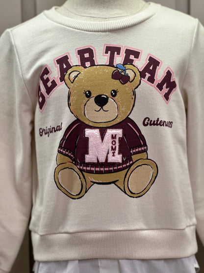Conjunto Infantil Casaco Bear Team  e Legging Bordô - Momi