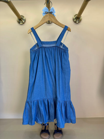 Vestido Infantil Jeans Aplicação Pérolas e Strass - Petit Cherie