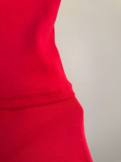Conjunto Infantil Vermelho Blusa Com Strass e Shorts Moletom Acessório de Urso - Luluzinha