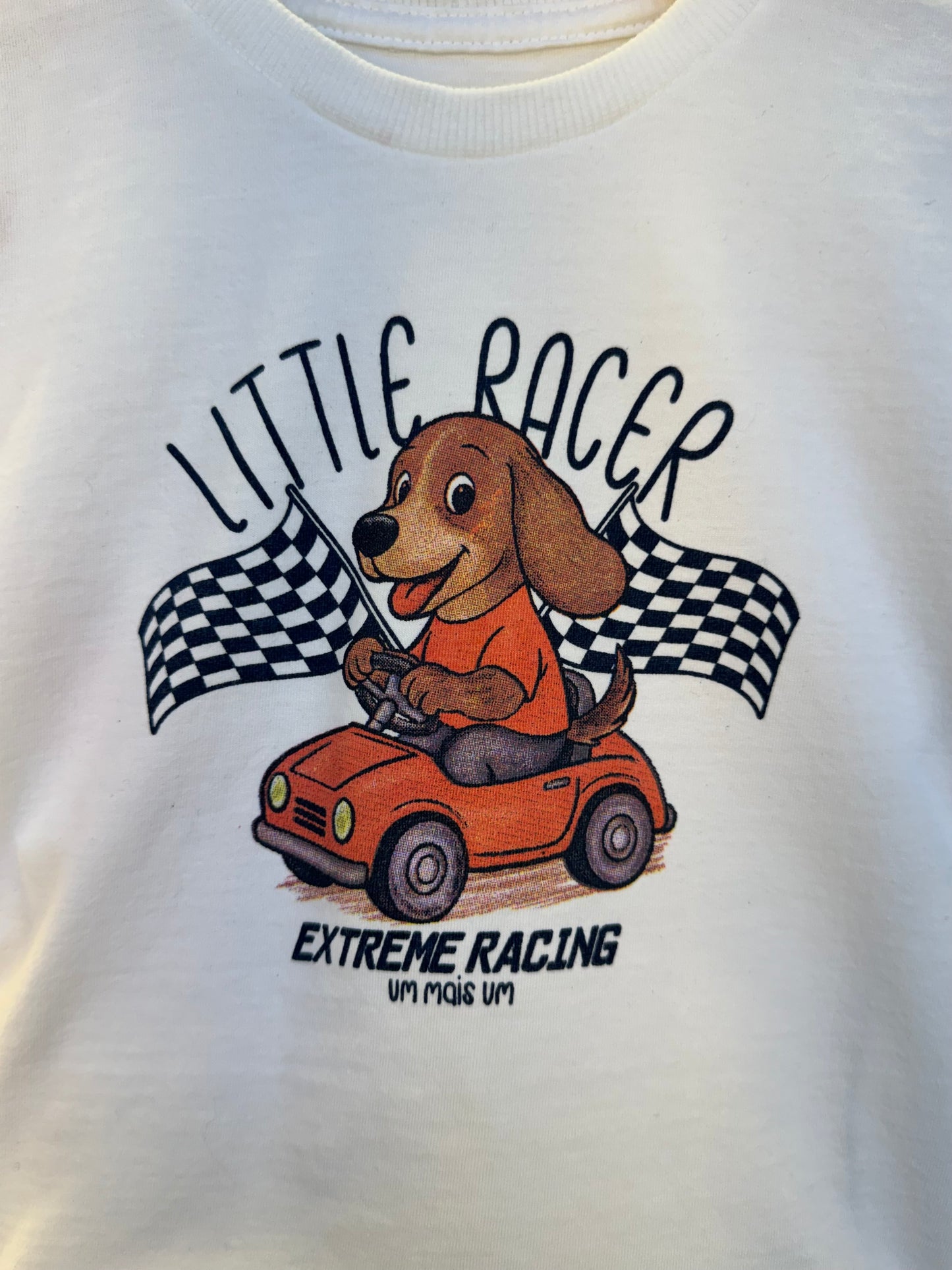 Conjunto Infantil Camiseta Algodão Little Racer e Bermuda Sarja Marinho - Um Mais Um