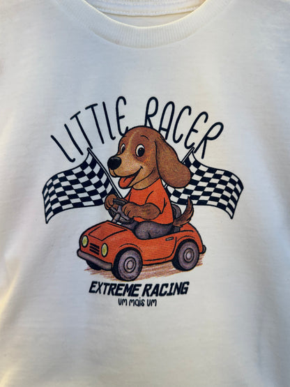 Conjunto Infantil Camiseta Algodão Little Racer e Bermuda Sarja Marinho - Um Mais Um