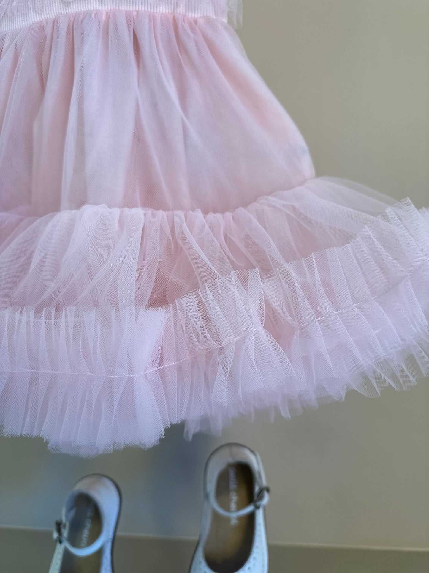 Vestido Bebê Princesa Tule Babado Frufru com Calcinha Rosa Gelado - Pituchinhus
