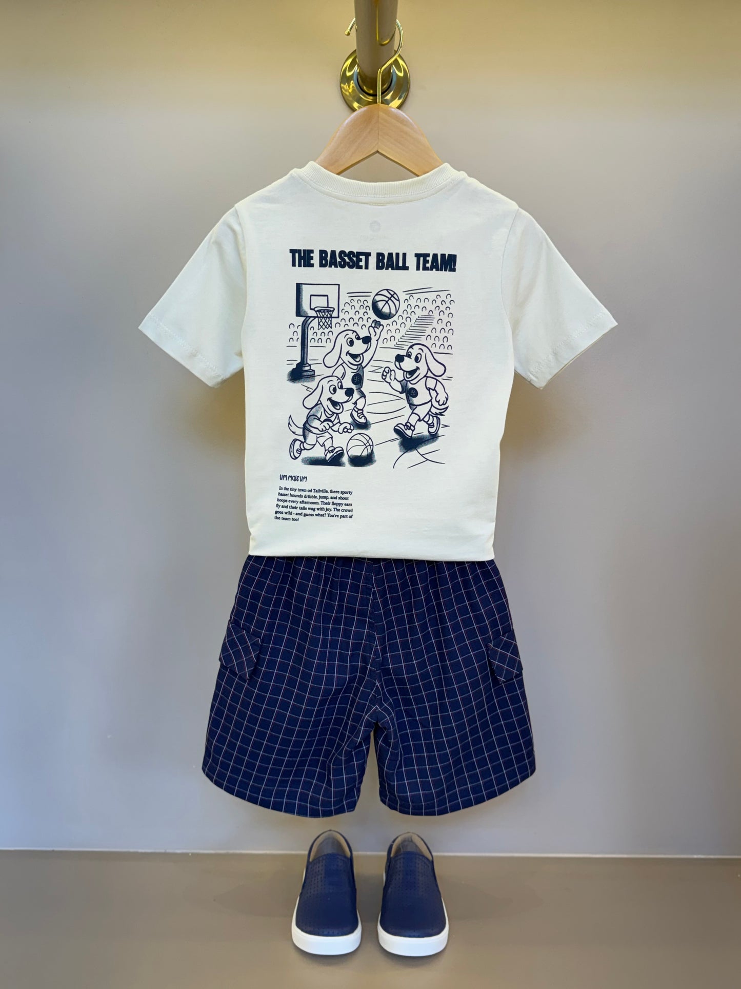 Conjunto Bebê Camiseta Com Estampa E Bermuda Sarja Listrada Marinho - Um Mais Um