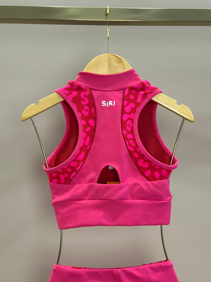 Conjunto Infantil Top e Legging Fuseau Atena Oncinha Pink - Siri Sport