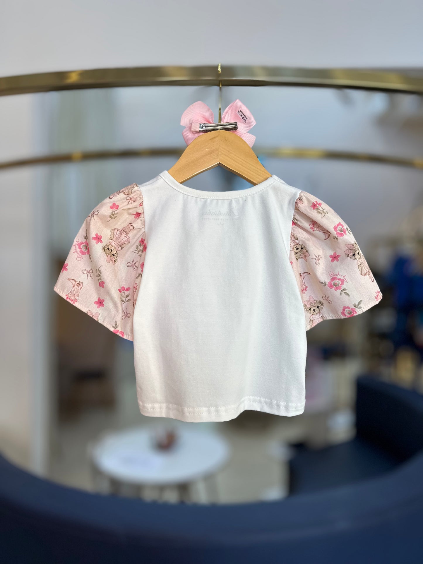 Conjunto Infantil Blusa Flores Crochê e Shorts Flores & Ursinhas - Pituchinhus