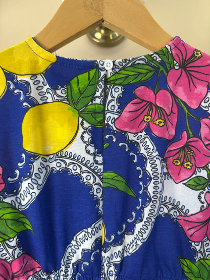 Vestido Infantil Estampa Primavera Floral e Limões - Animê