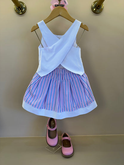Conjunto Infantil Blusa Laço e Saia  Bordado Sorvetinho - Gabriela Aquarela