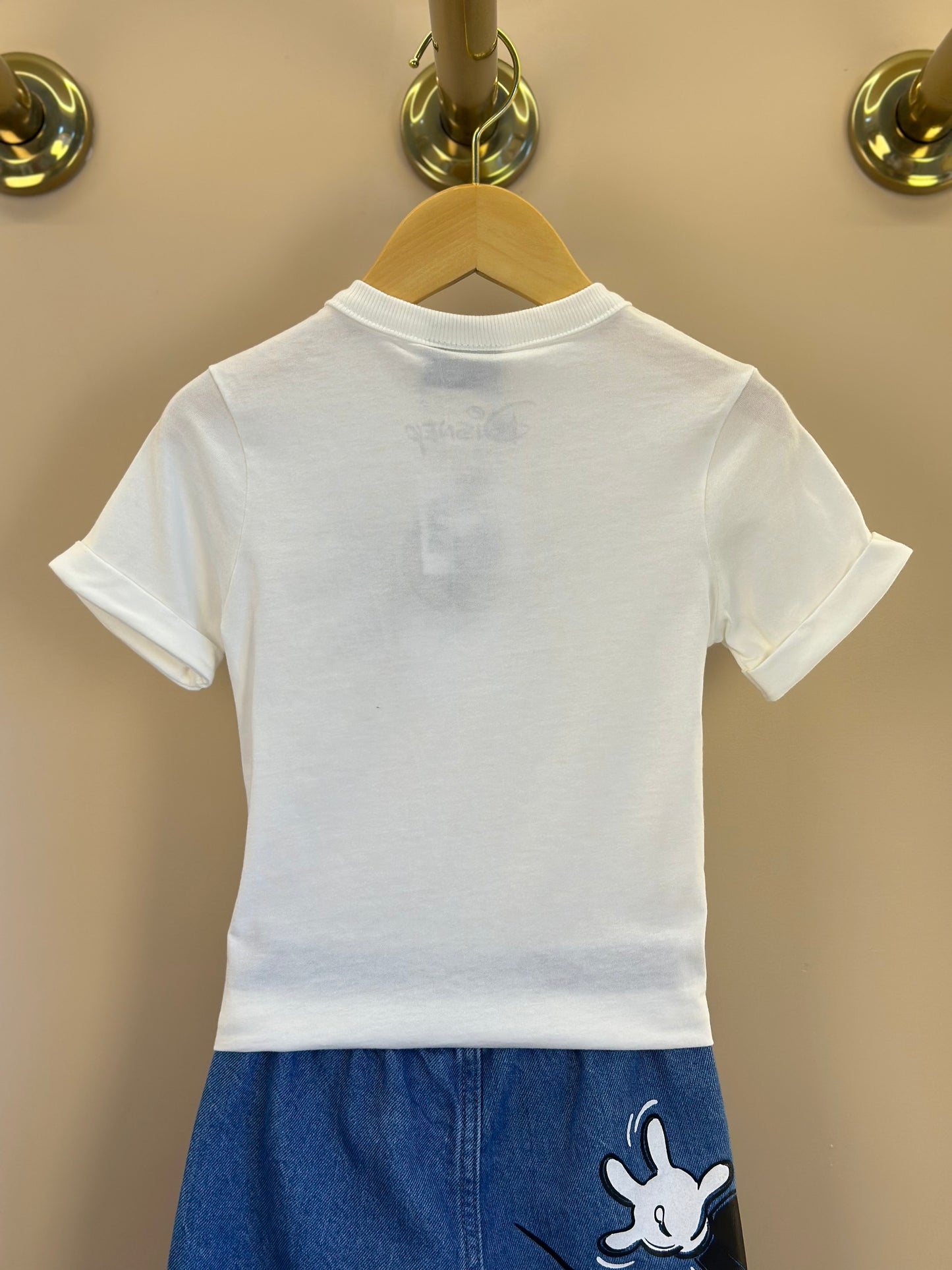 Conjunto Infantil Camiseta Mickey Pérola e Bermuda Jeans Mickey - Youccie