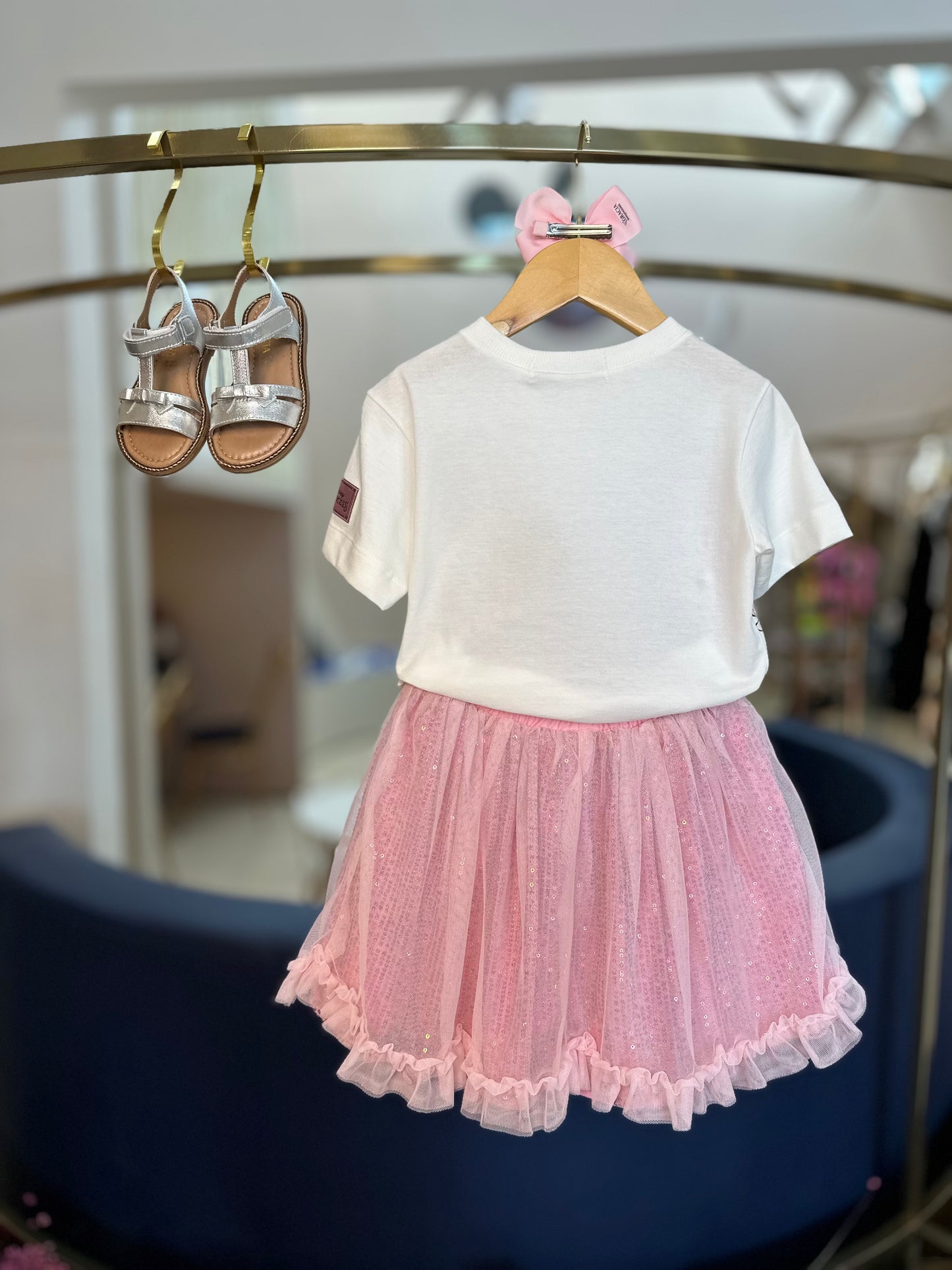 Conjunto Infantil Princesas Patch Disney e Saia Ballet Tule - Animê