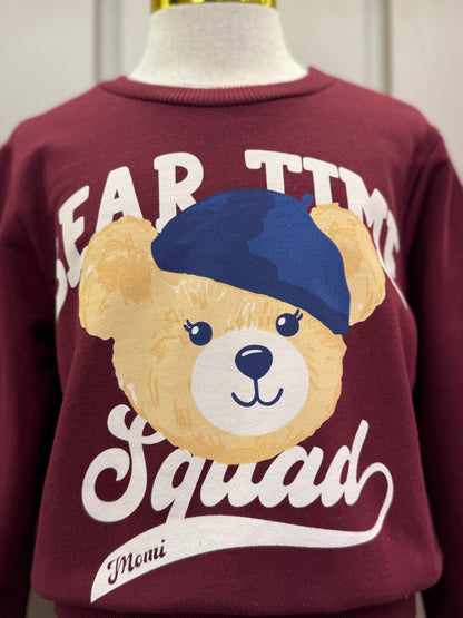 Conjunto Infantil Moletom Casaco Urso e Calça Cramberry - Momi