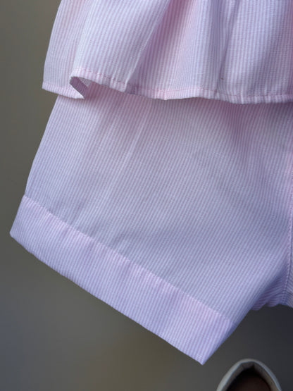 Conjunto Infantil Blusa Com Aplicação de Flor Em Crochê e Shorts - Luluzinha