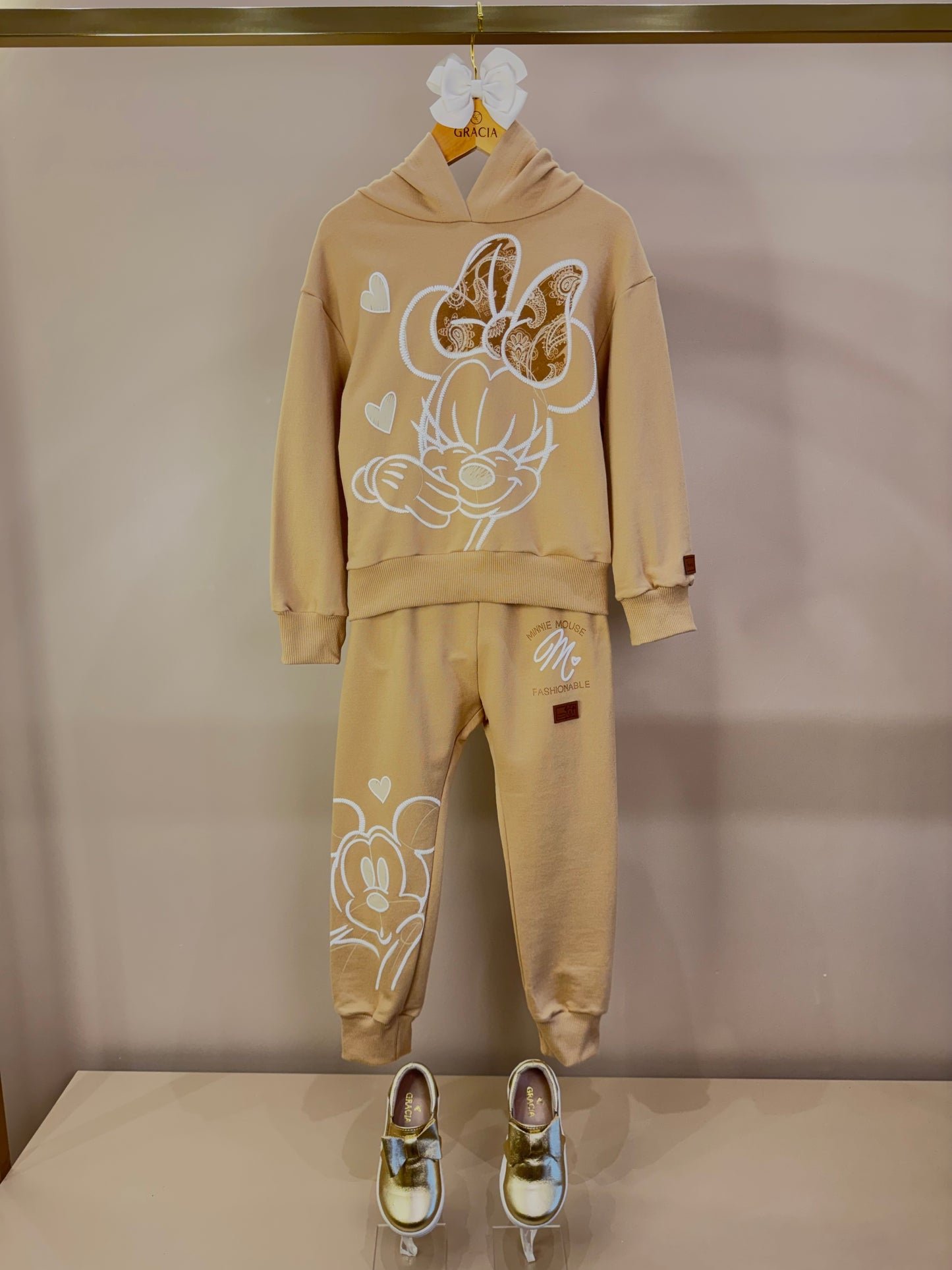 Conjunto Infantil Blusa de Moletom Minnie Laço Paisley e Calça de Moletom Minnie - Animê