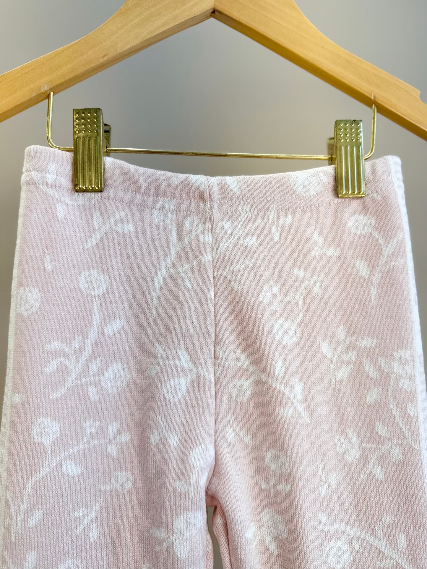 Legging Infantil Tricot Floral Rosa Mel - Pituchinhus