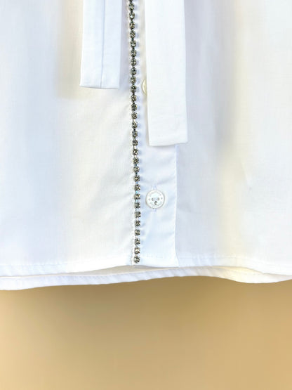 Camisa Infantil Algodão Cristais e Patche Ursinha Branca - Pituchinhus