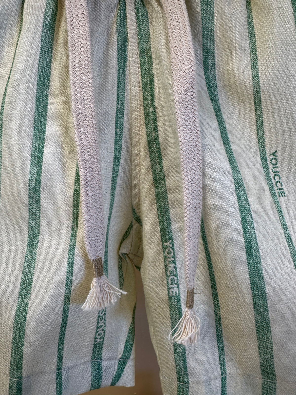 Conjunto Infantil T-Shirt Teddy e Bermuda de Linho Listrada - Youccie