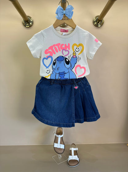 Blusa Infantil Stitch Aloha Bege - Momi