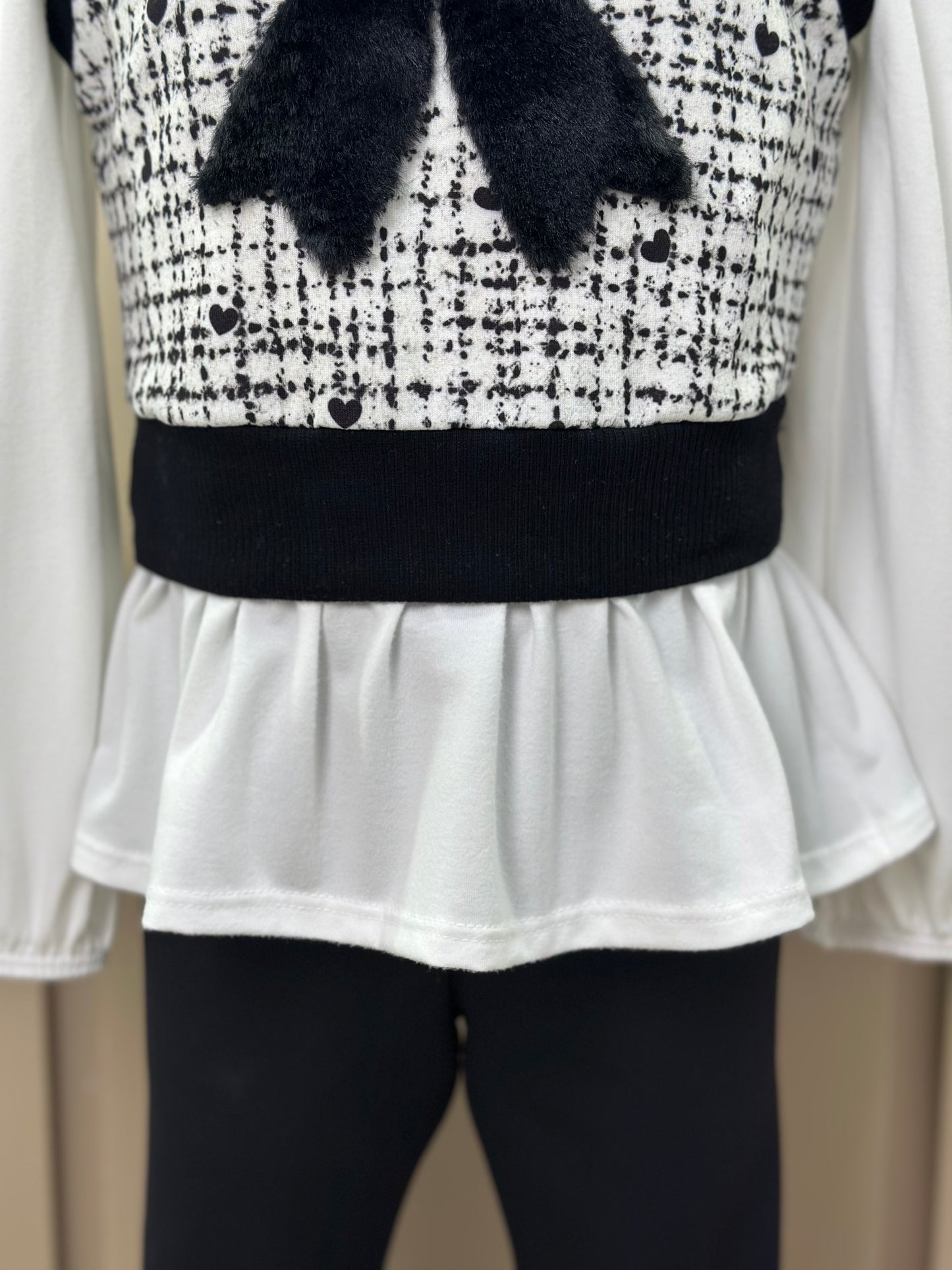 Conjunto Infantil Trio Blusa Comfy, Colete Tweed Molecotton e Legging Fly Tech Preta  - Infanti